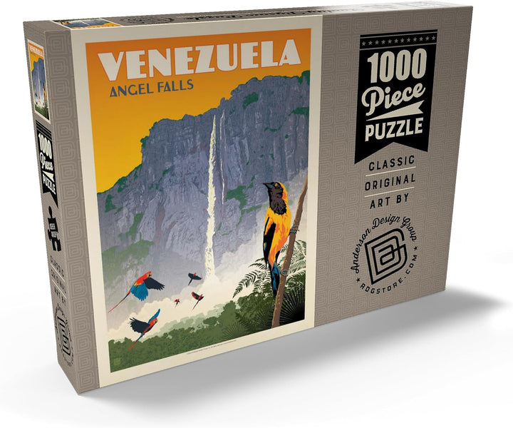 Venezuela: Angel Falls, Vintage Poster - Premium 1000 Teile Puzzle - MyPuzzle Sonderkollektion von A