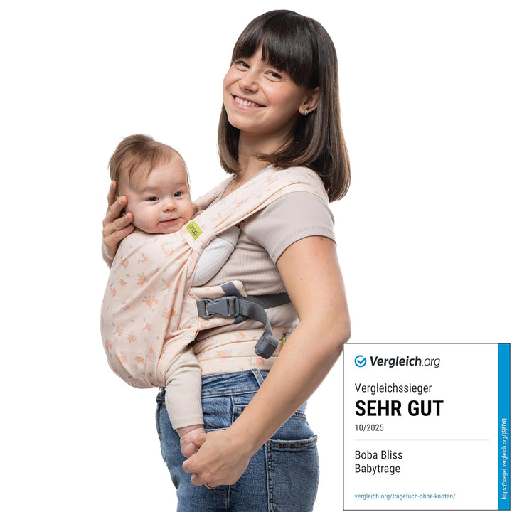 Boba Bliss Babytrage Neugeborene ab Geburt bis 15 kg - 2-in-1 Baby Carrier &amp; Baby Tragetuch Ohne Bin
