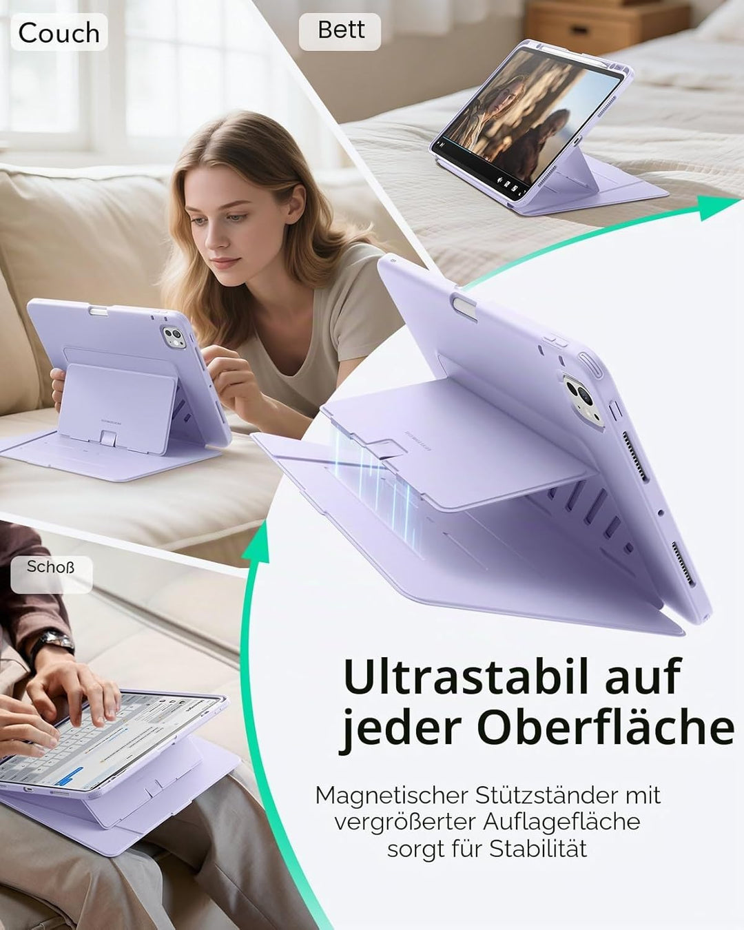 ESR für iPad Pro 13 Zoll Hülle (M5/M4) 2025/2024, Vertikaler Ständer, Multi-Winkel, Ultra-stabile Hü