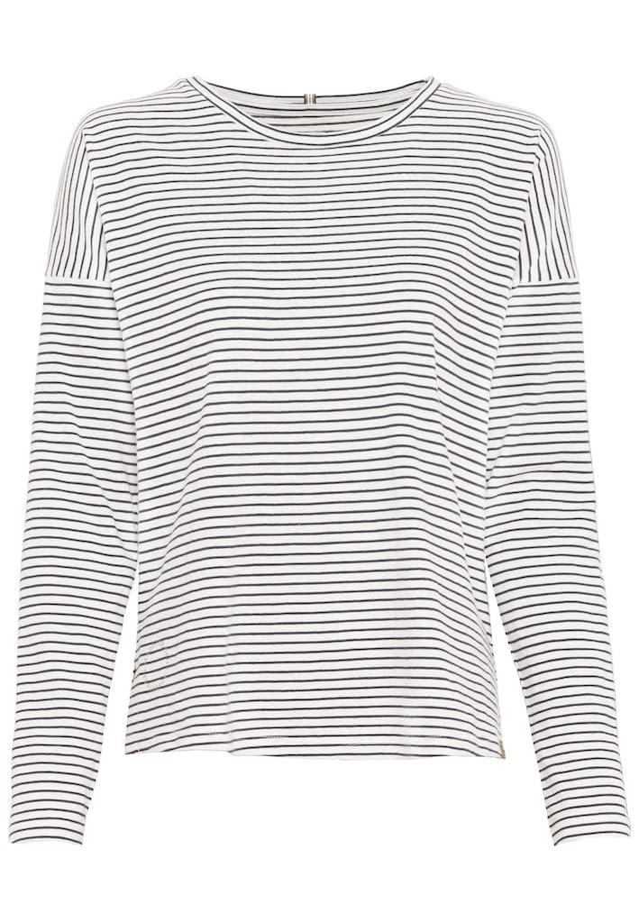 camel active Damen Langarmshirt aus 100% Organic Cotton XS Night Blue/Off White, XS Night Blue/Off W
