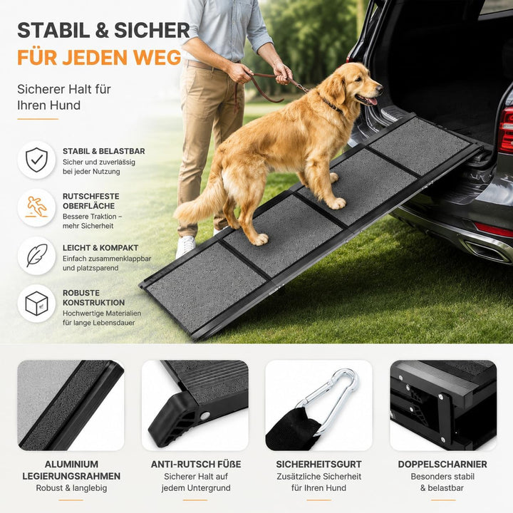 Hunderampe Auto Klappbar, Hundetreppe Auto Hunde Bis 115kg Einstiegshilfe Hundetreppe, Hundetreppe A