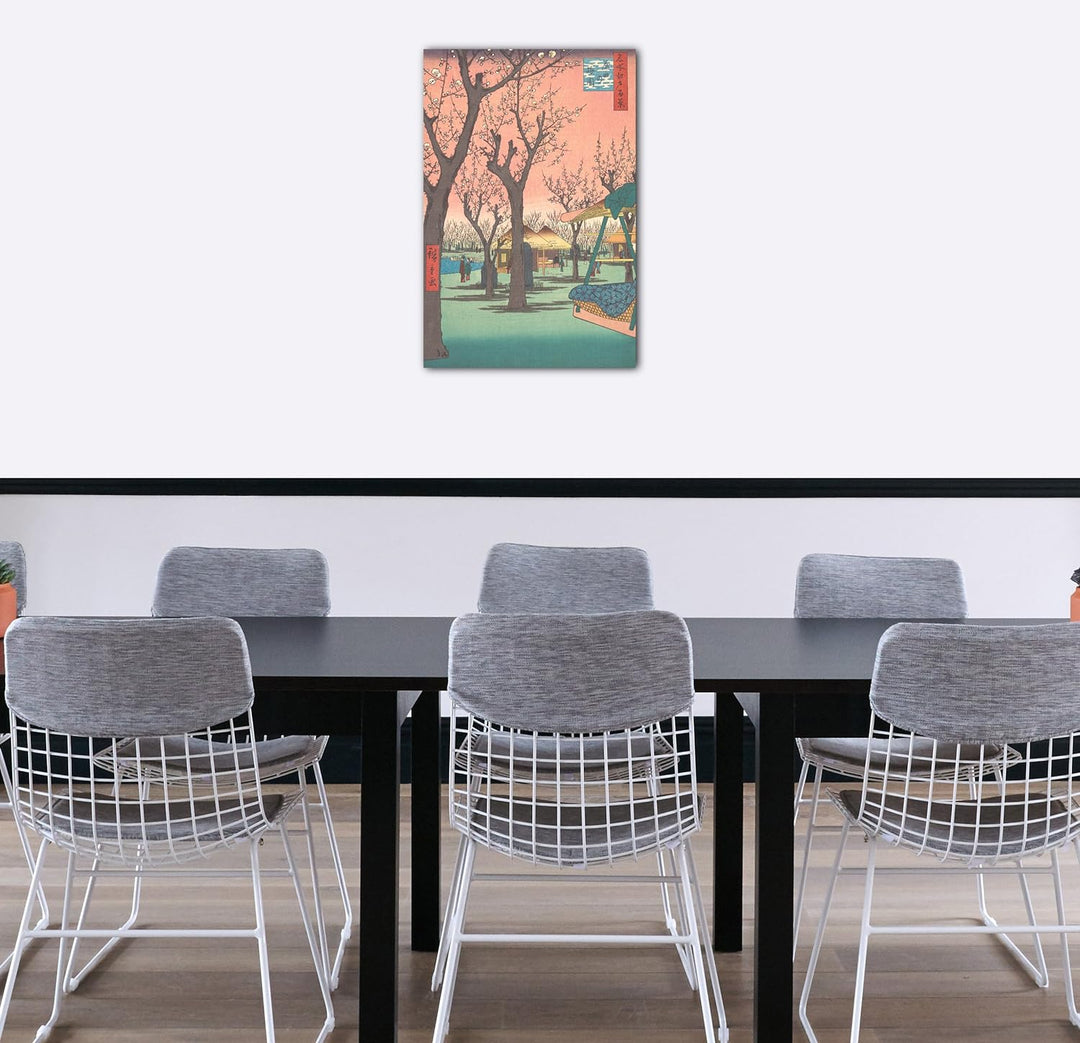 Printed Paintings Leinwand (60x80cm): Utagawa Hiroshige - Kamata no Baien Pflaumen-Garten in Kama 60