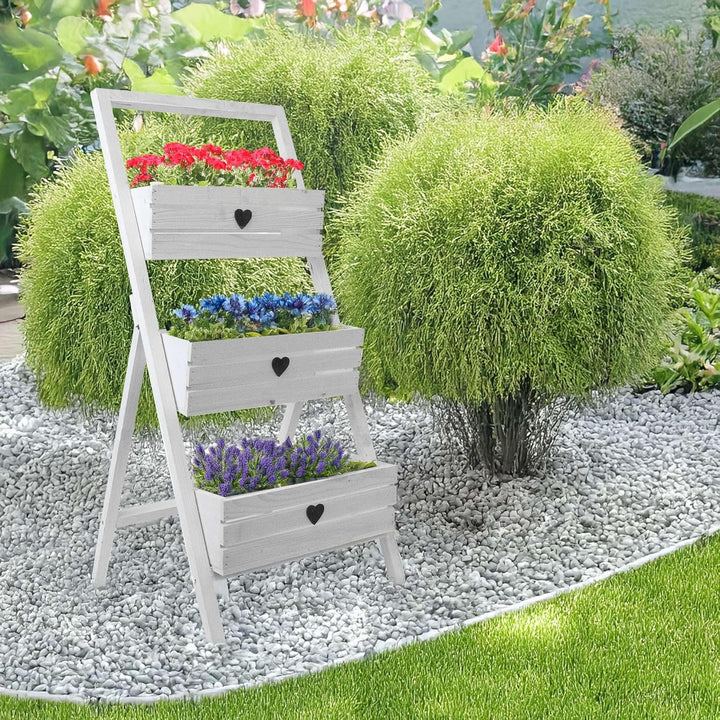 BOGATECO Set mit 3 Blumentöpfen auf einem Ständer 110cm | 3er Set Blumentopf Pflanzkübel 40x18cm | H