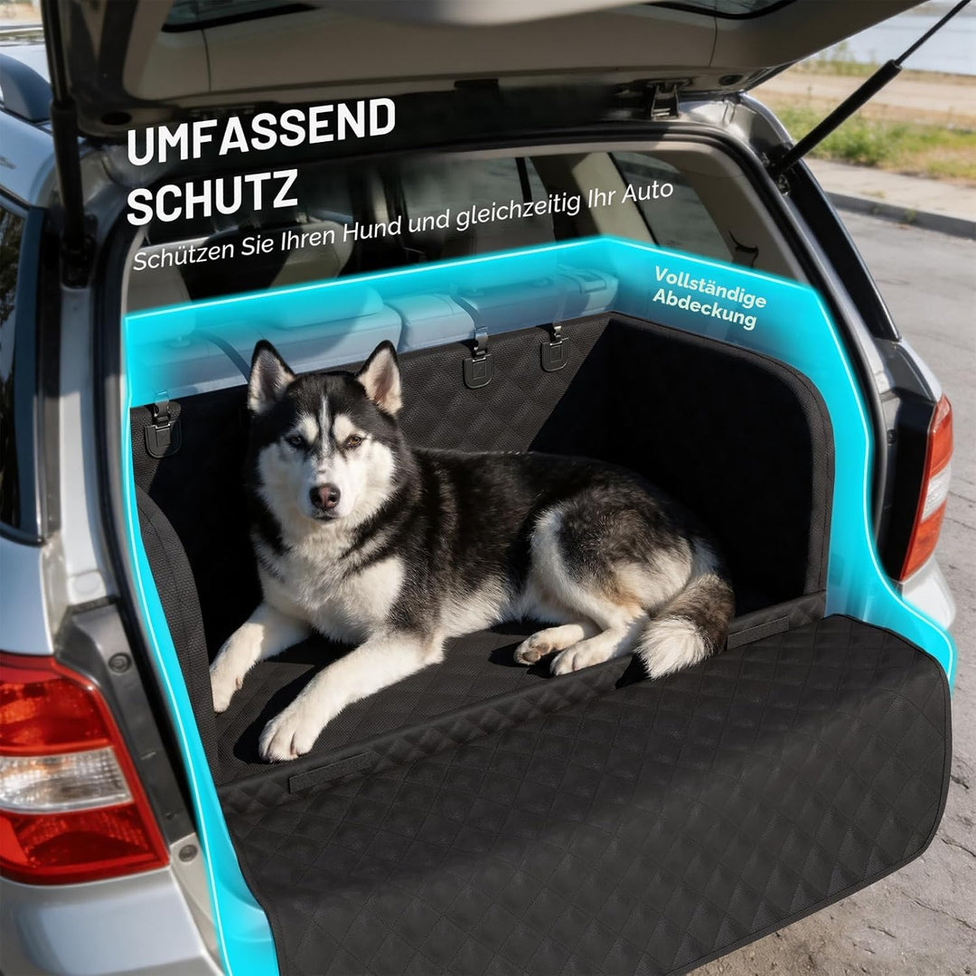 pecute Kofferraumschutz Hund gesteppt mit Seiten und Ladekantenschutz - Schwamm-Antikollisionsschutz