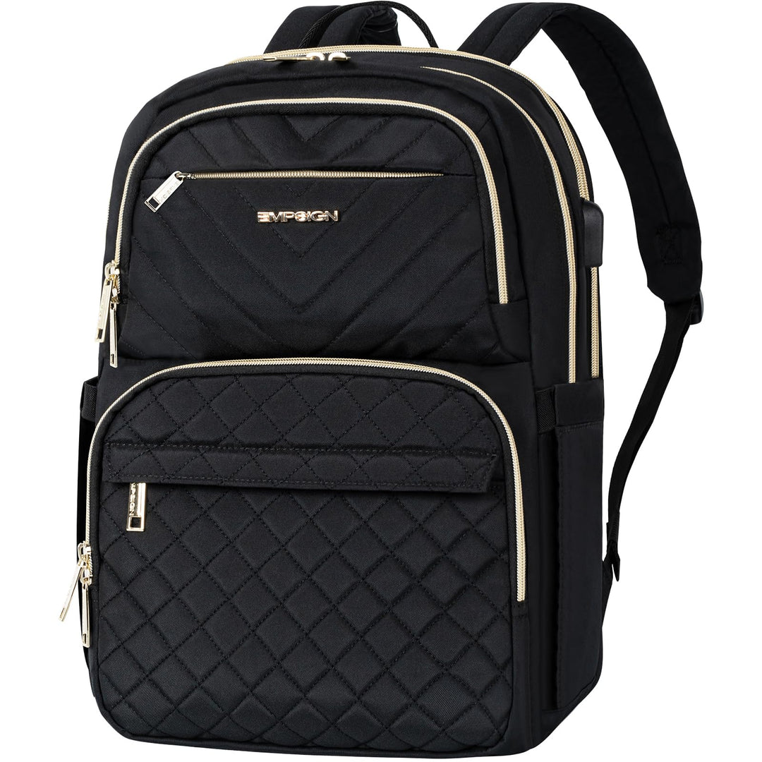 EMPSIGN Damen Rucksack, 15,6 Zoll Laptop Schultasche mit USB-Anschluss, Reiserucksack Wasserdichter
