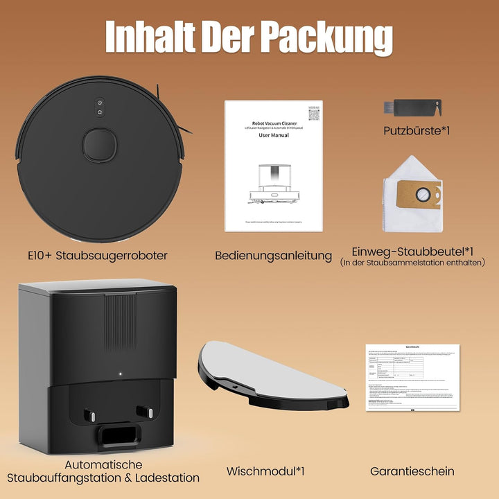 Saugroboter mit Wischfunktion, Staubsauger Roboter mit Absaugstation 3.5L, 8000Pa Saugkraft, LiDAR N