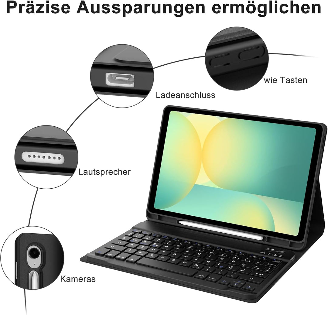 IVEOPPE Hülle Tastatur für Samsung Galaxy Tab S10 FE 10.9", Tastatur Teblet für Samsung S9/S10FE, Ma
