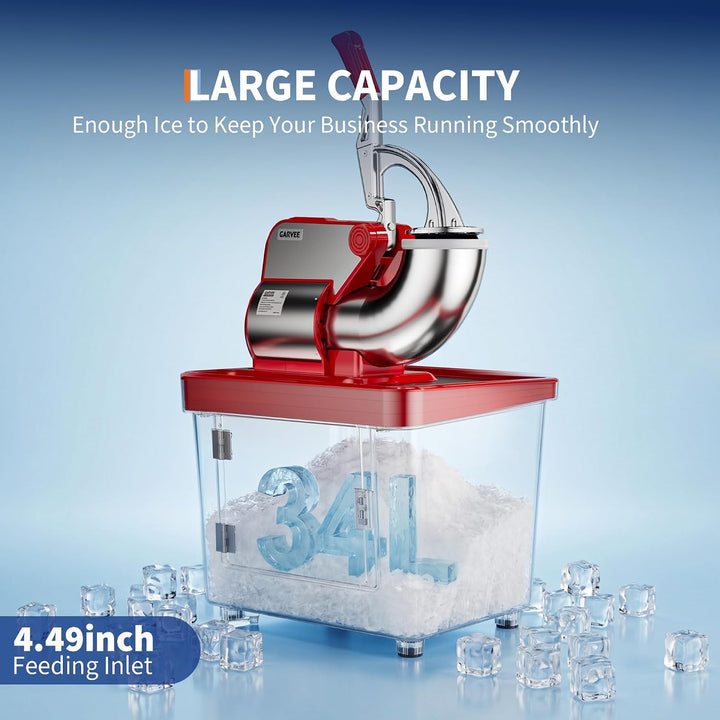 Garvee Elektrische Eiscrusher Maschine 300W – 4 Edelstahlklingen – 34L/50L Kapazität – 300 kg/h – Pr