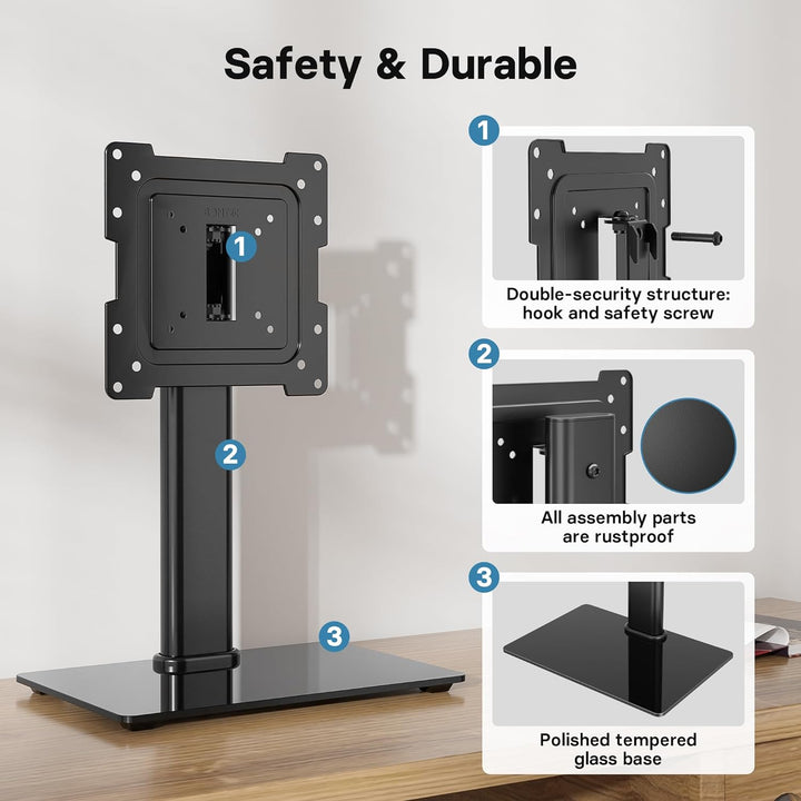 BONTEC TV Standfuss Monitor Standfuss für 17-43 Zoll LCD LED OLED Plasma Flach &amp; Curved Fernseher &amp;