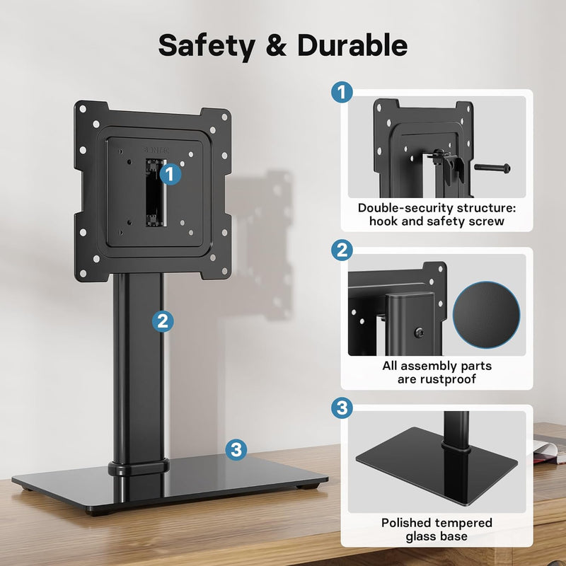 BONTEC TV Standfuss Monitor Standfuss für 17-43 Zoll LCD LED OLED Plasma Flach & Curved Fernseher &