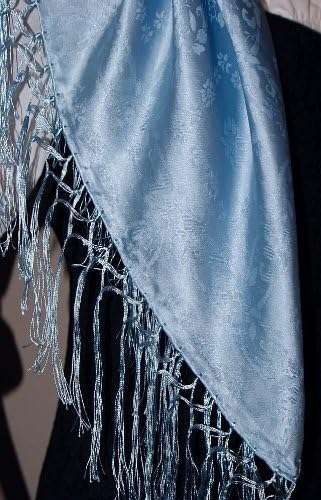 Seidentuch Dirndl-Trachtentuch Tuch hellblau 75x75cm Dirndltuch Seide Fransentuch Tracht Trachtensei