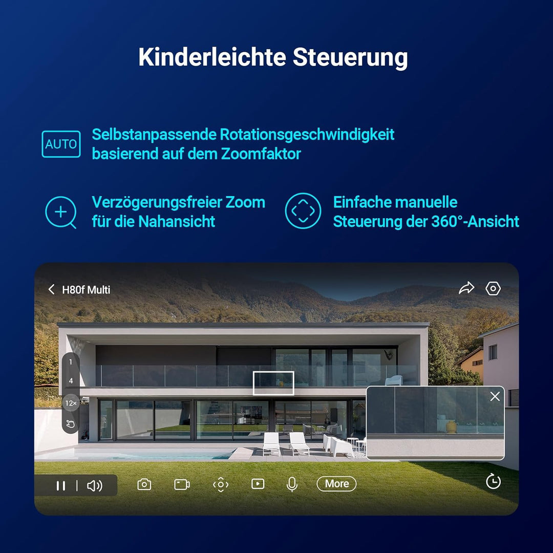 EZVIZ Wi-Fi 360° PTZ Überwachungskamera Aussen mit 3 * 4MP Objektiven, 12 Hybrid-Zoom, Auto-Zoom-Tra