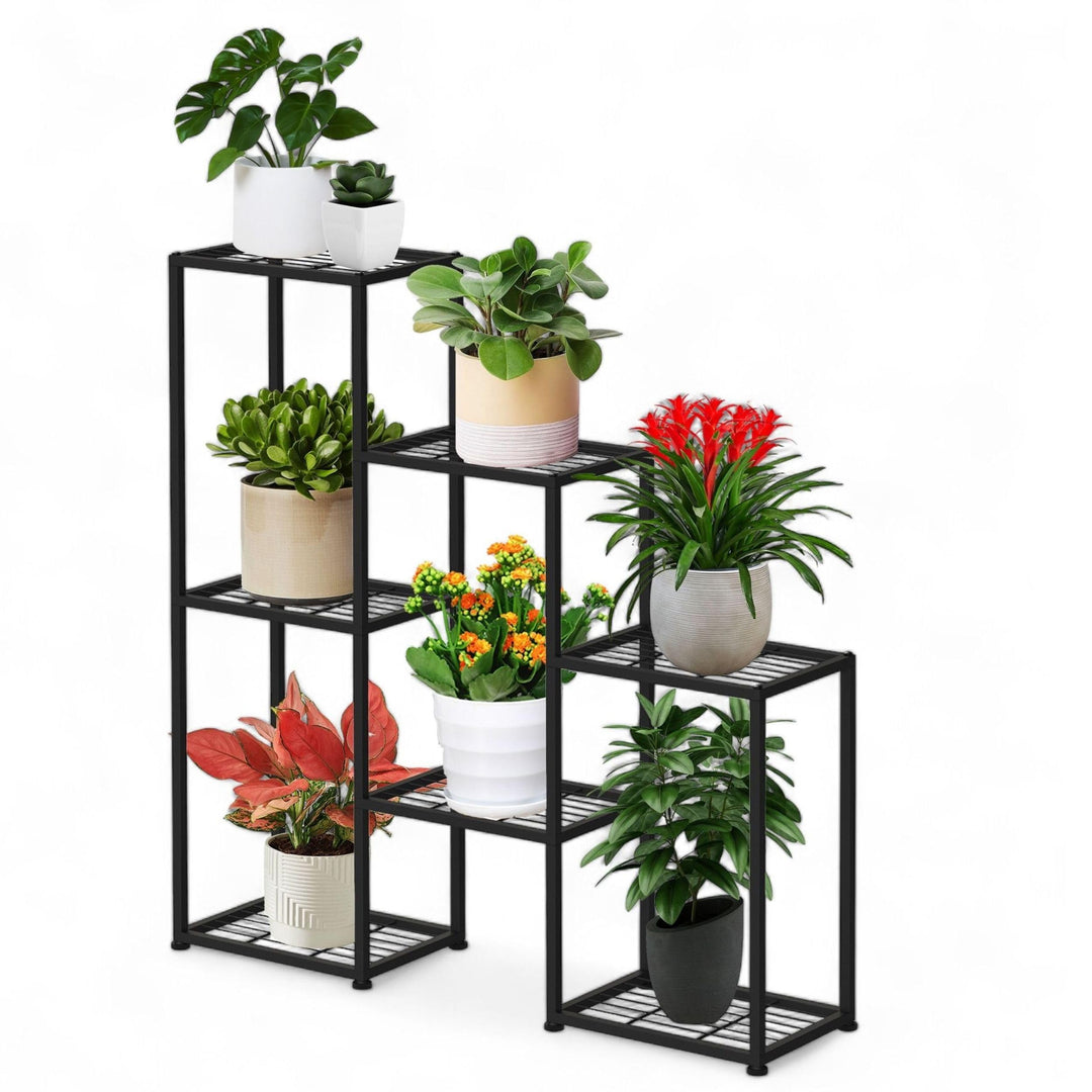 DanDiBo Blumenregal indoor Metall Schwarz 6 Ebenen 96578 Blumentreppe Modern Pflanzentreppe Design P