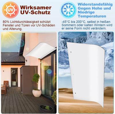 Vigevee Vordach für Haustür 40x80cm Transparent Polycarbonat Pultvordach Pultbogenvordach Überdachun