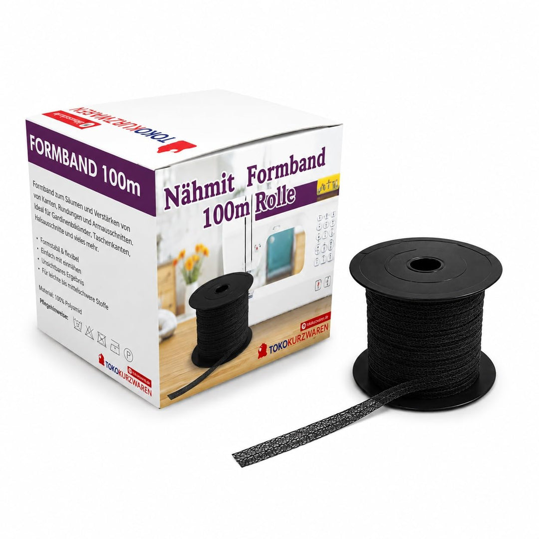 Nähmit - Formband zum Aufbügeln 12mm schwarz 100m Rolle