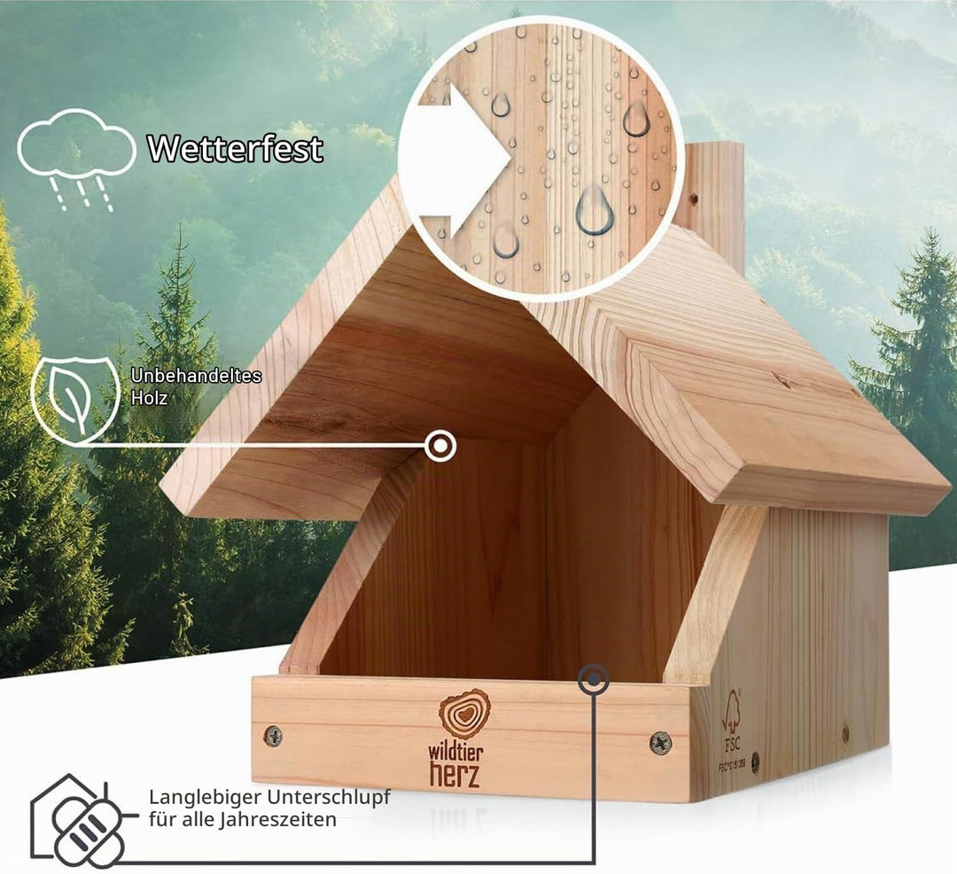 wildtier herz I Amsel Nistkasten aus verschraubtem Massiv-Holz - Wetterfest &amp; Unbehandelt, Vogelhaus