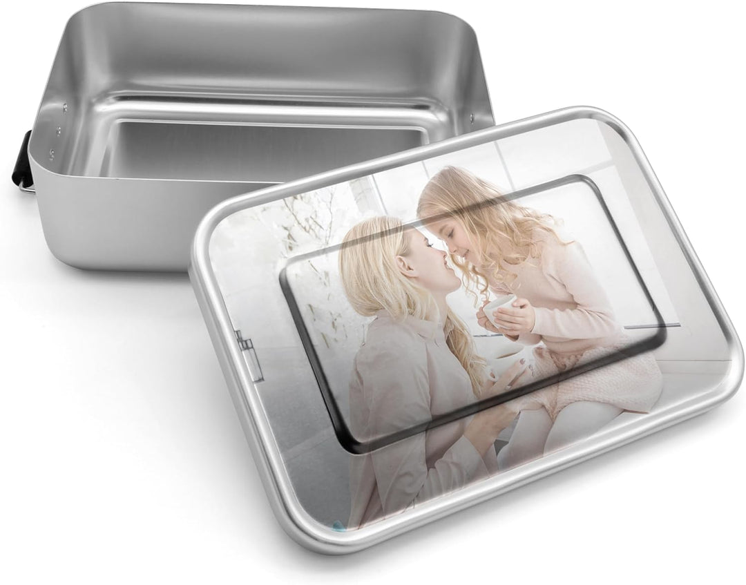 PhotoFancy® Alu-Brotdose personalisierbar – mit Foto oder Text – Retro Lunchbox aus Aluminium – Dire