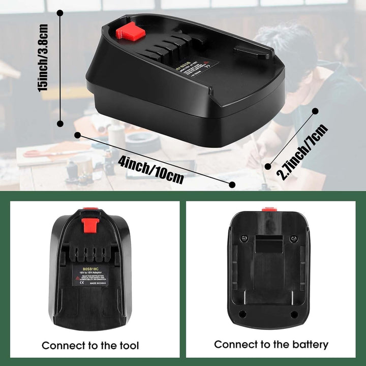 BOSB18C Batterieadapter für Bosch GBA auf PBA, Akkuadapter für Bosch Professional 18V System Akku au