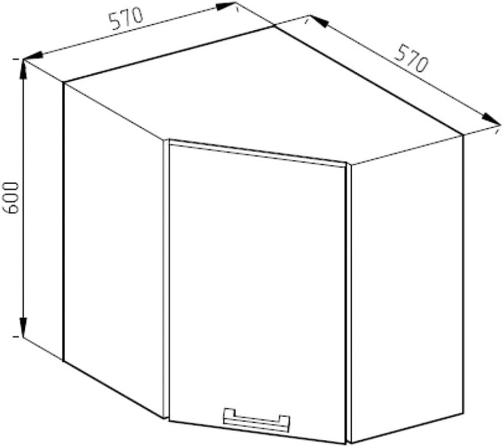 Vicco Eckhängeschrank R-Line, Goldkraft Eiche/Anthrazit, 57 cm J-Shape Goldkraft Eiche Eckhängeschra