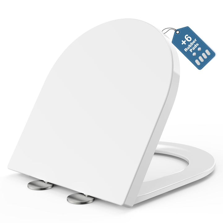 MEEJEE WC Sitz Kurze D Form 430x360mm, Toilettendeckel mit Absenkautomatik, Klodeckel D Form, Soft C