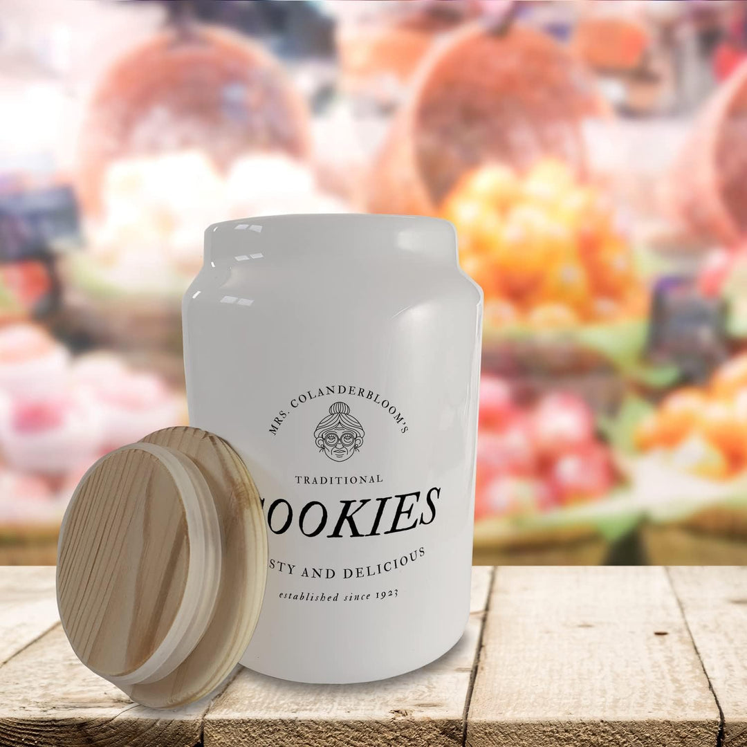 Traditional Cookies Keksdose aus Keramik mit Holzdeckel
