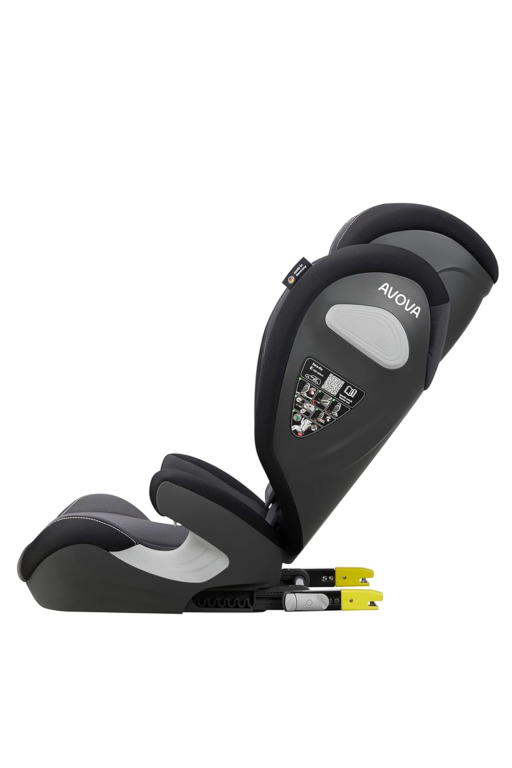 AVOVA Sora-Fix (Grey & Black), der Folgesitz geeignet von 100 bis 150 cm, 4 bis 12 Jahre, mit Isofix