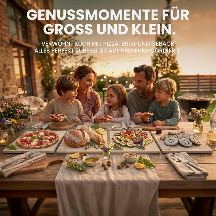 CLP Pizzastein für Backofen und Grill 38x30 cm, Backstein aus Premium Cordierit bruchsicher extrem h