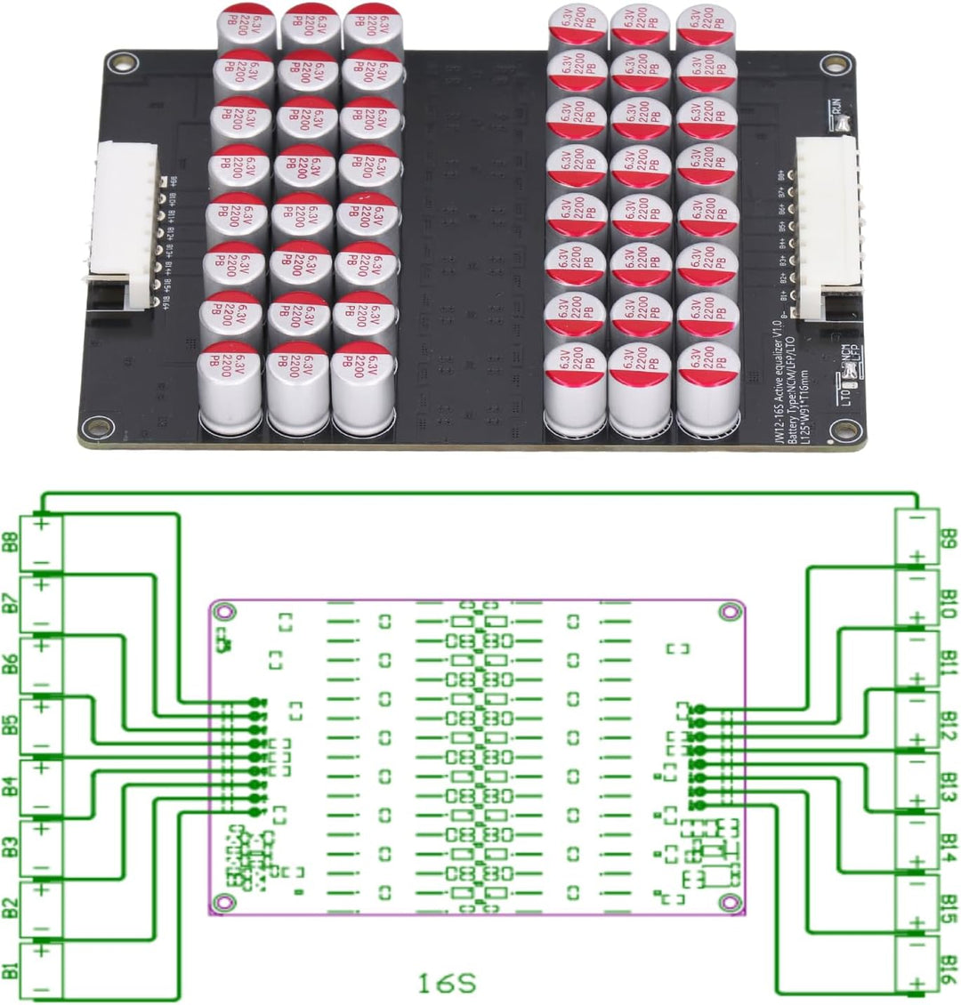 Lithium-Batterie Balance Board 12-16S PCB Universal Active Equalizer Modul 1,8 V-4,5 V Strom-Spannun