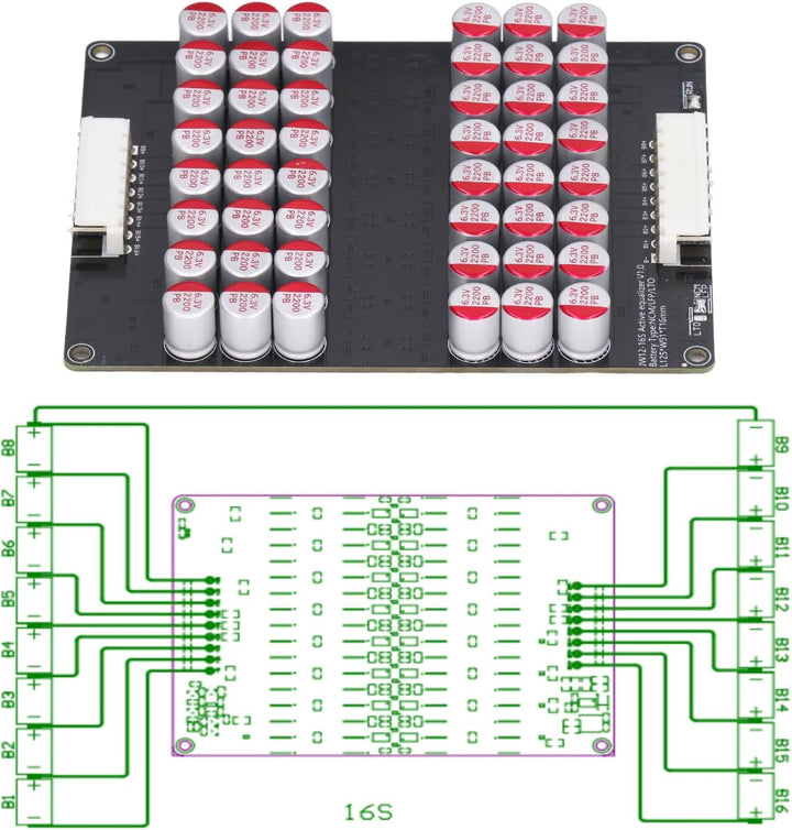 Lithium-Batterie Balance Board 12-16S PCB Universal Active Equalizer Modul 1,8 V-4,5 V Strom-Spannun