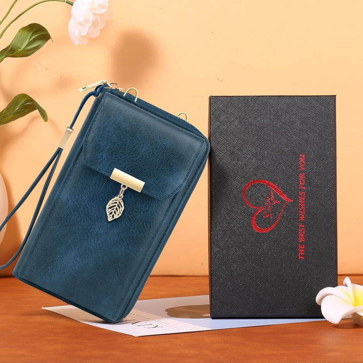 VOBUKE Handytasche mit Geldbörse zum Umhängen RFID Schutz Handy Tasche Damen Umhänge Leder Kleine Ha