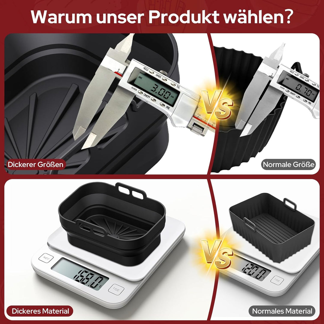 4 Stück Alyvisun Silikonformen für Heissluftfritteuse Wiederverwendbares Zubehör für Foodi Max Dual