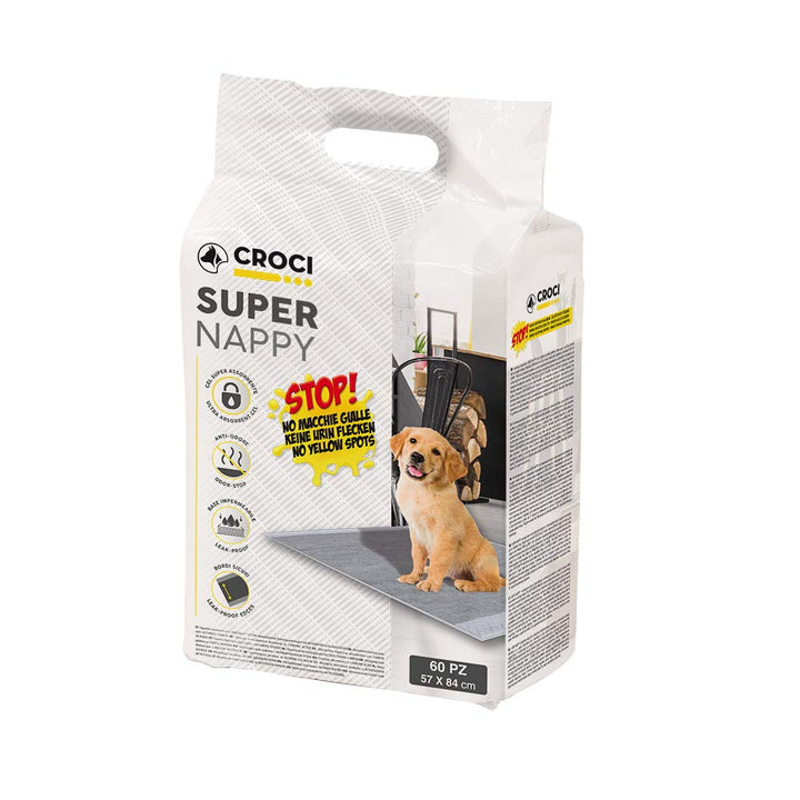 Croci Super Windel Aktivkohle – Hygienematten für Hunde 57x84 cm – 60 Stück, Unterlagen für Hunde un