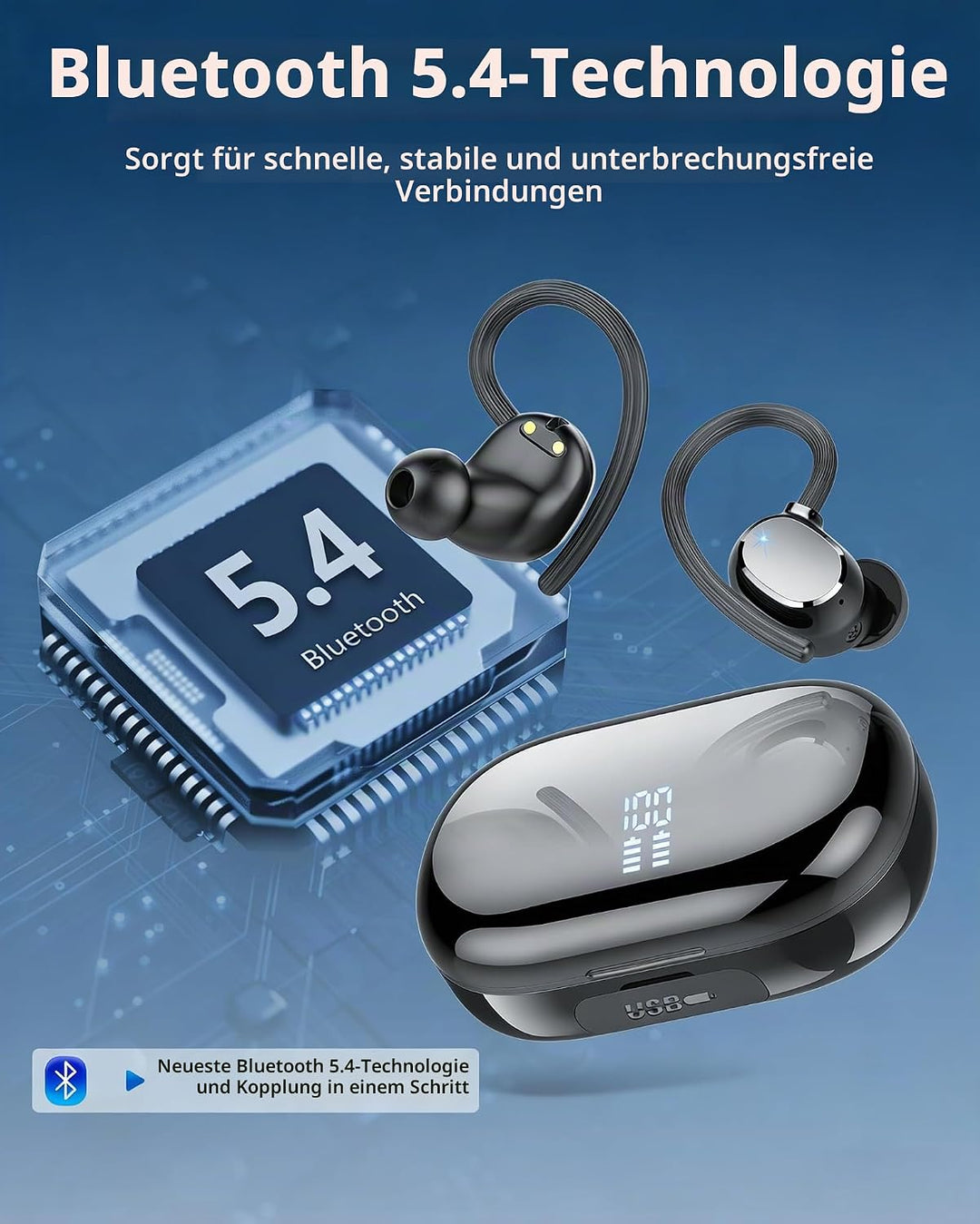 Bluetooth Kopfhörer, Kopfhörer Kabellos Bluetooth 5.4, 128 Std Spielzeit Kabellose Kopfhörer mit 4 E