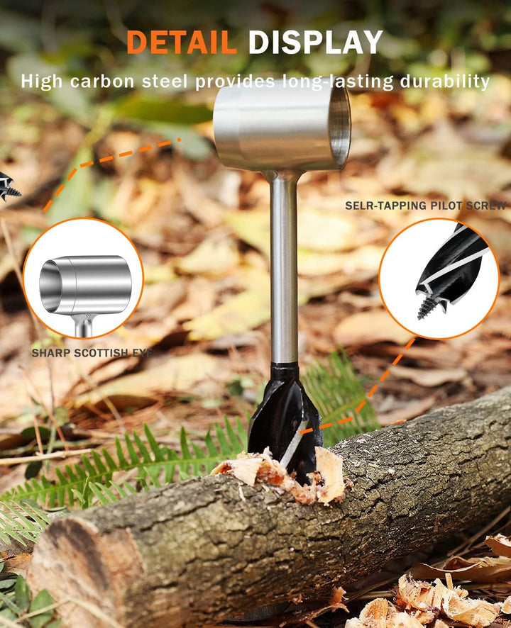 Bushcraft Gear for Survival, Bushscraft Hand Auger, Survival Tools,Bushcraft Auger,Scotch Eye Wood A