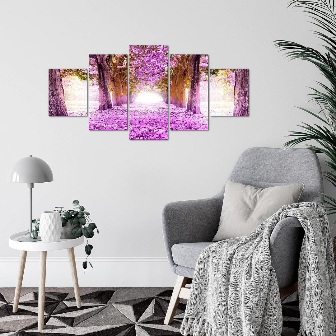 Runa Art Wandbilder Wald Landschaft 5 Teilig Bild auf Vlies Leinwand Deko Schlafzimmer Wohnzimmer Na