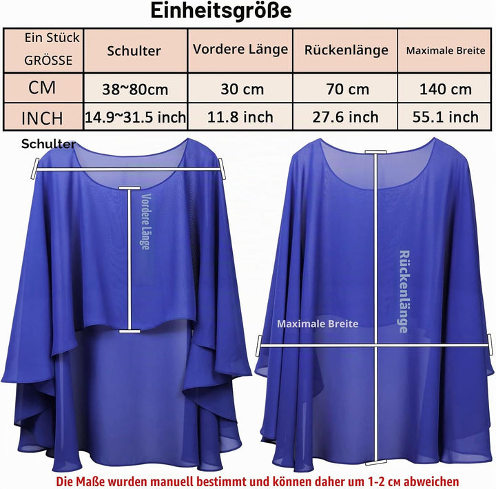 Ladiery Sheer Chiffon Capes Weiche Capelets für Frauen, leichte Tücher und Wraps für Abendpartykleid