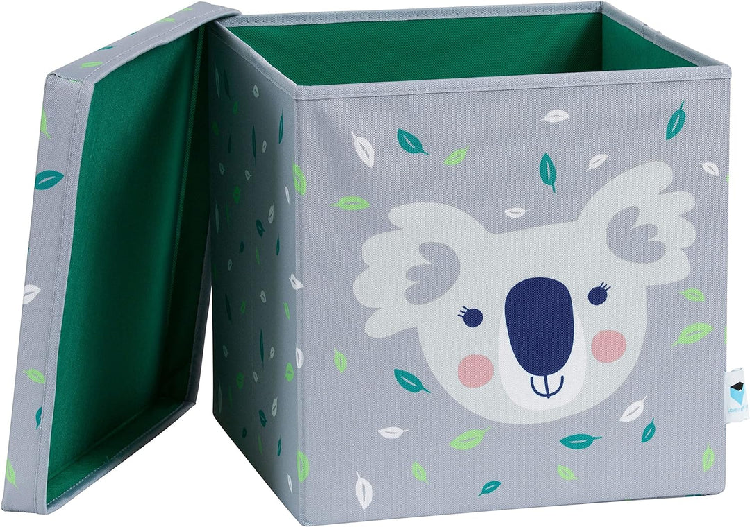 LOVE IT STORE IT Aufbewahrungsbox mit Deckel - Ordnungsbox aus Stoff - Verstärkt mit Holz - Quadrati