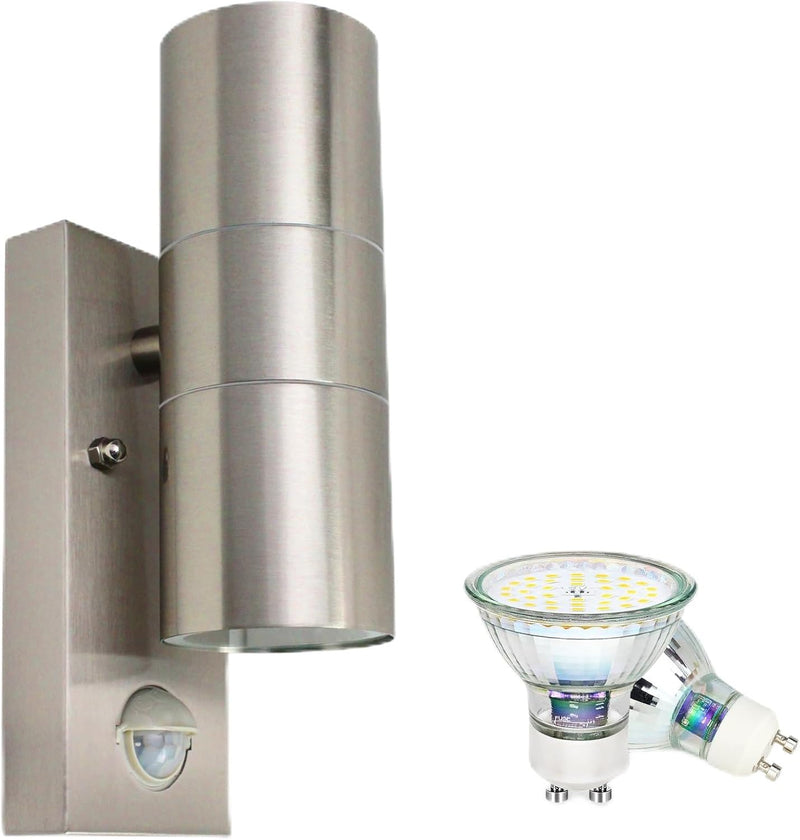 Allesgute LED Aussenleuchte mit Bewegungsmelder IP44 Modern UP Down Wandleuchte Aussen Gebürstet Ede