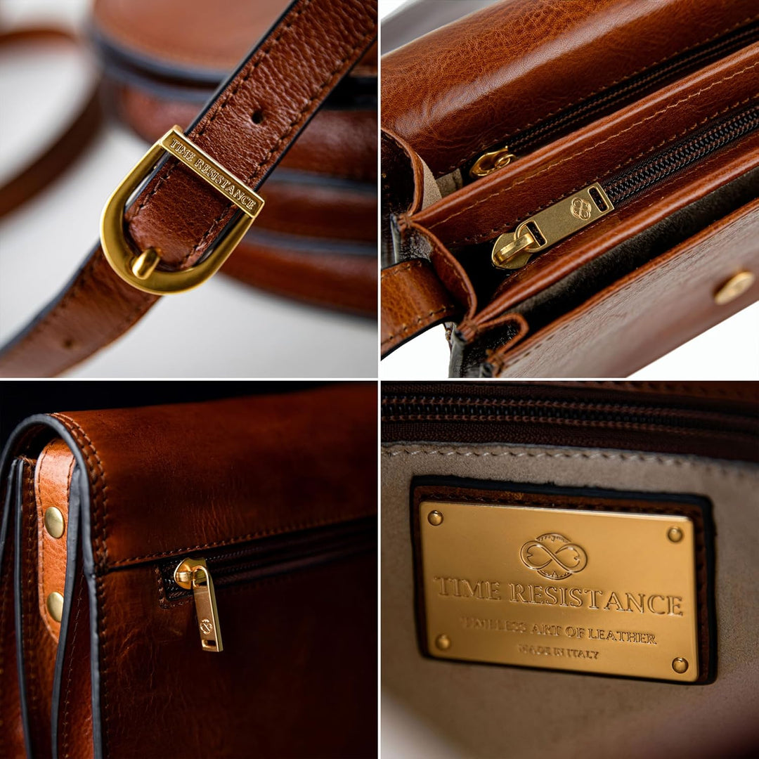 Time Resistance Leder Umhängetasche Damen - Messenger Bags - Arbeitstasche Damen - Schultertasche -