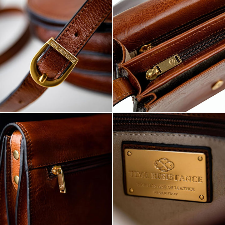 Time Resistance Leder Umhängetasche Damen - Messenger Bags - Arbeitstasche Damen - Schultertasche -