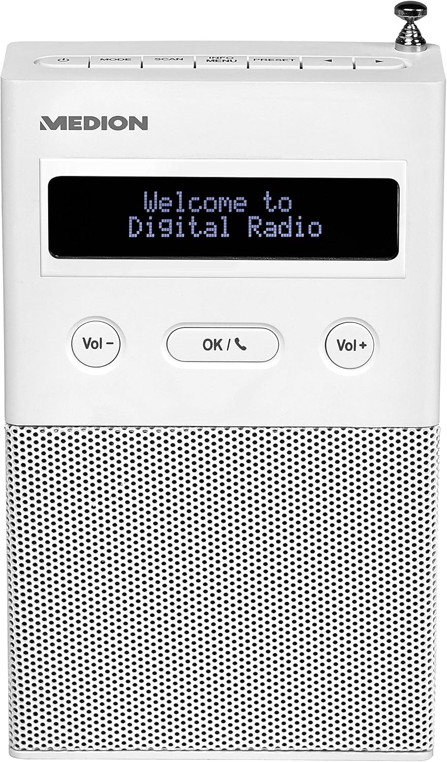 MEDION P65715 DAB+ Steckdosenradio mit Bluetooth, 20 Watt, 30 Senderspeicher, DAB+/PLL UKW, Schlumme