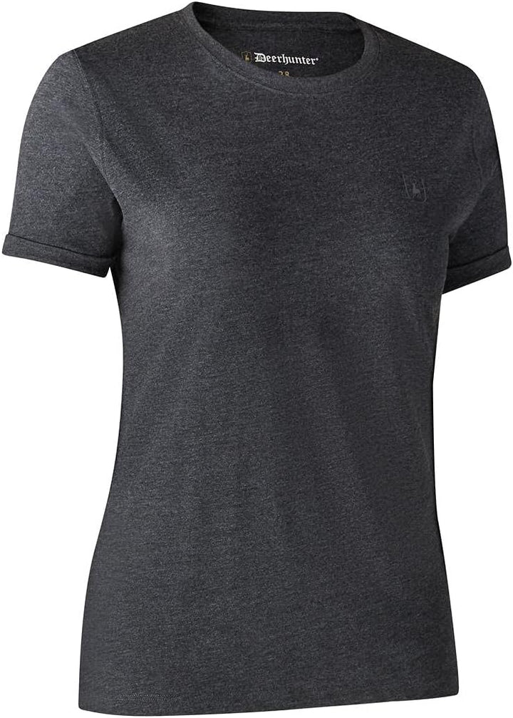 Damen Basic 2-Pack T-Shirt Braun Blatt Melange