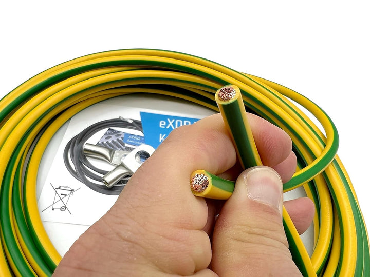 Erdungskabel 10m Erdungsleitung 16 mm² grün/gelb Kabelschuhe M8 + M10