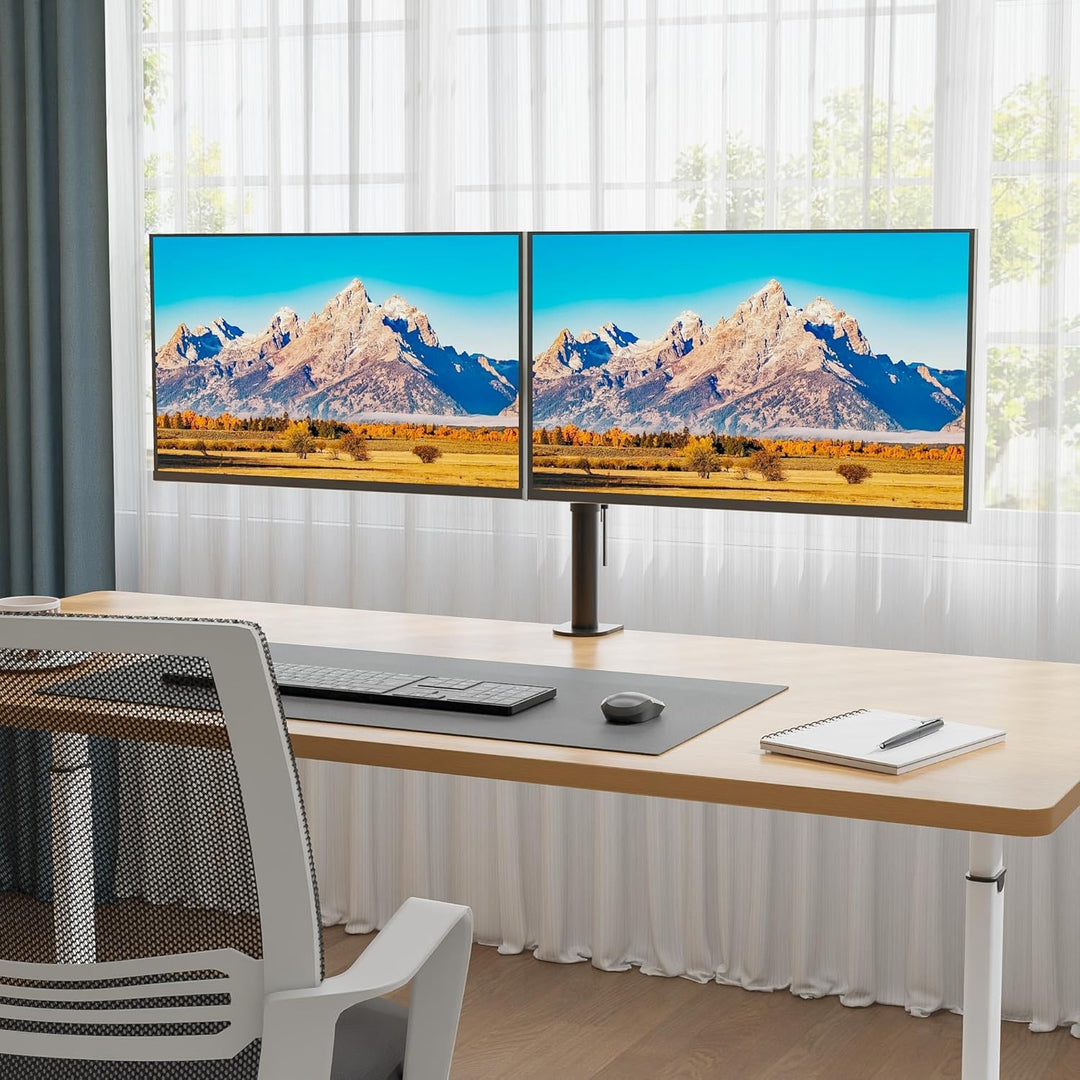 BONTEC Monitor Halterung 2 Monitore für 13-27 Zoll Flach & Curved Bildschirm, Monitor Tischhalterung