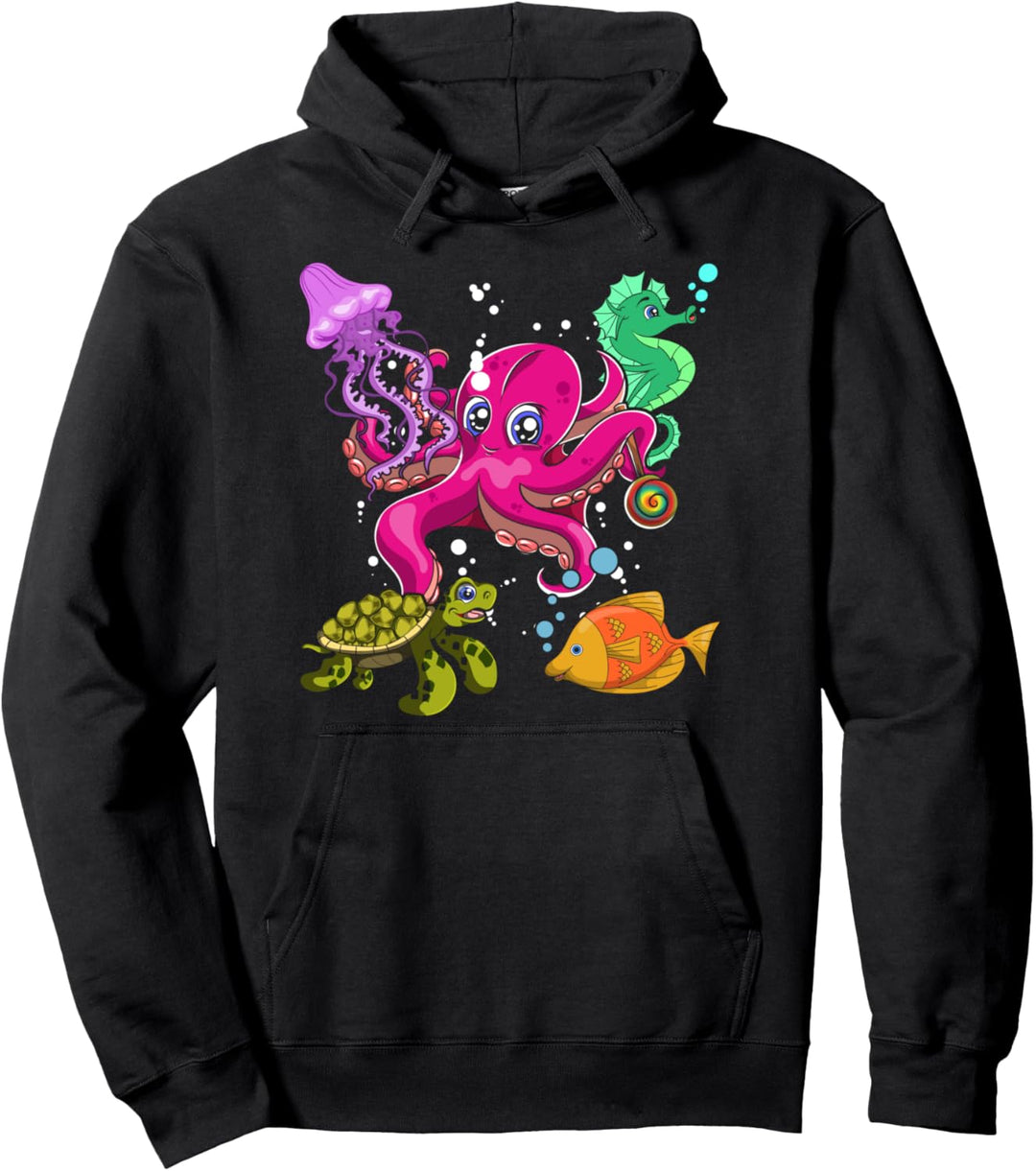 Kinder Baby Oktopus Seepferdchen Qualle Schildkröte Tier Pullover Hoodie