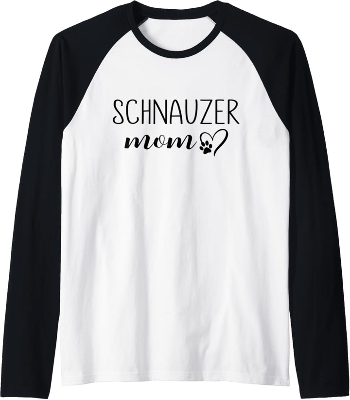 Dog Paw Print Heart Schnauzer Mom Raglan
