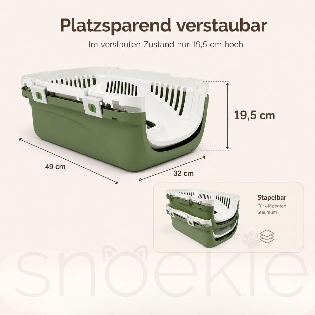 SNOEKIE Katzen Transportbox mit 2 Öffnungen, 49,5 x 32 x 32,6 cm, Haustierbox für Katzen &amp; kleine Hu