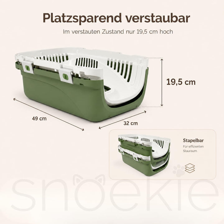 SNOEKIE Katzen Transportbox mit 2 Öffnungen, 49,5 x 32 x 32,6 cm, Haustierbox für Katzen &amp; kleine Hu