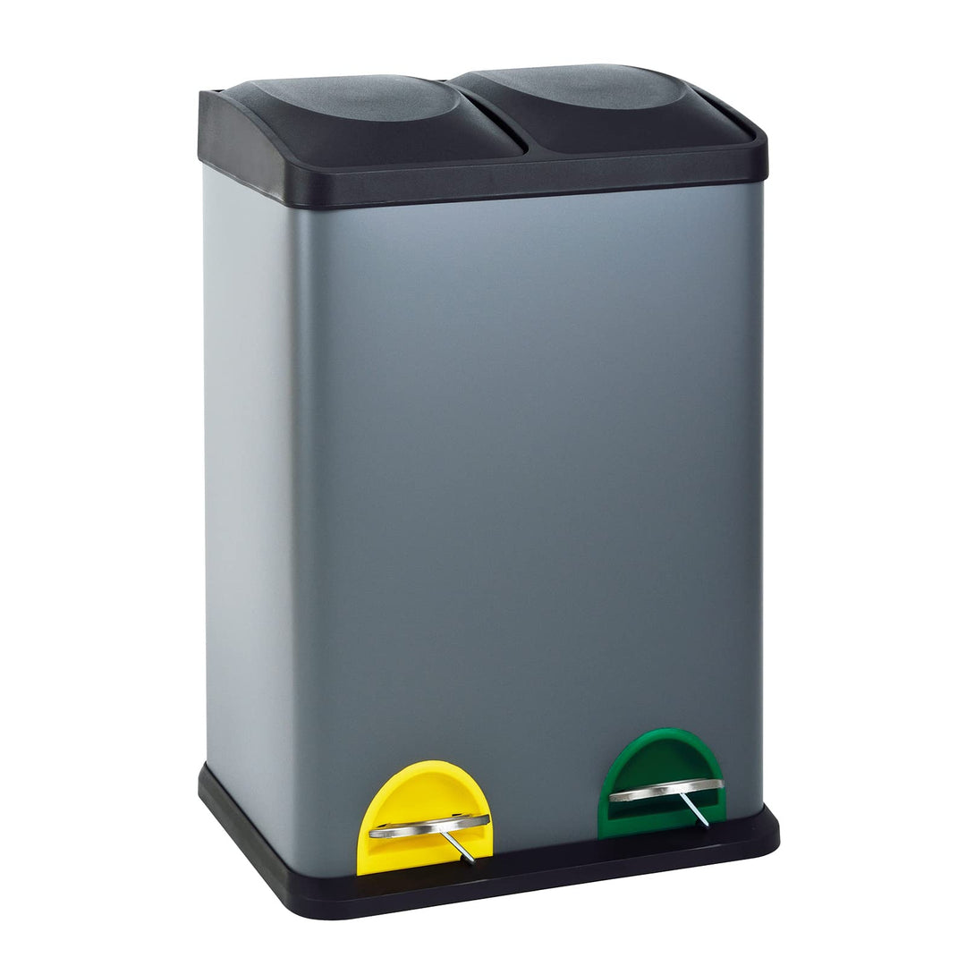 SVITA TC2X20 Küchen-Eimer 40Liter Fassungsvermögen 2x20L Abfalleimer 2er-Mülleimer Mülltrennung Tret