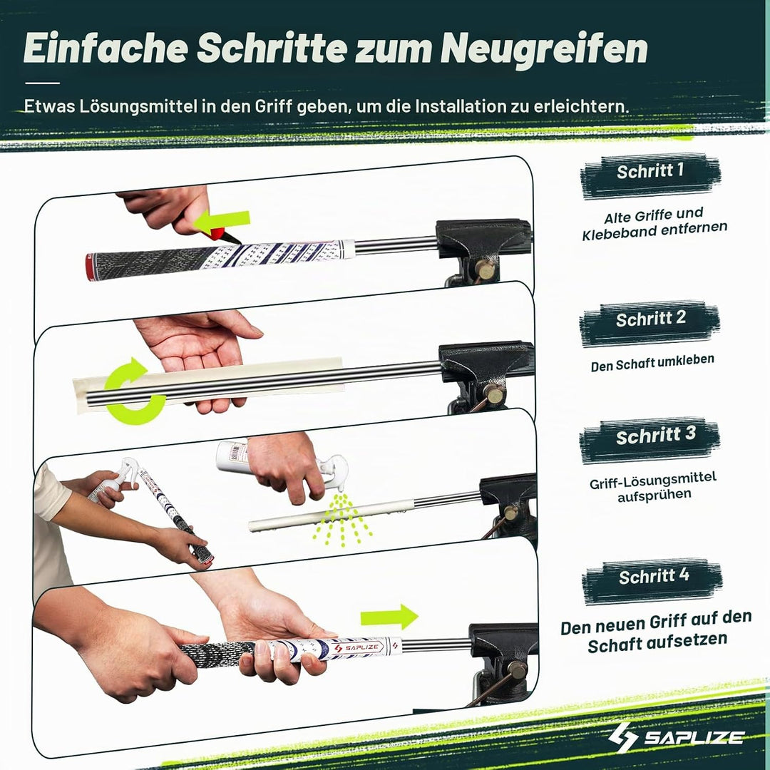 SAPLIZE Golfgriffe 13-teilig mit komplettem Umrüstsatz, Standard- / Mittelklasse, Kordelgummi, Hybri